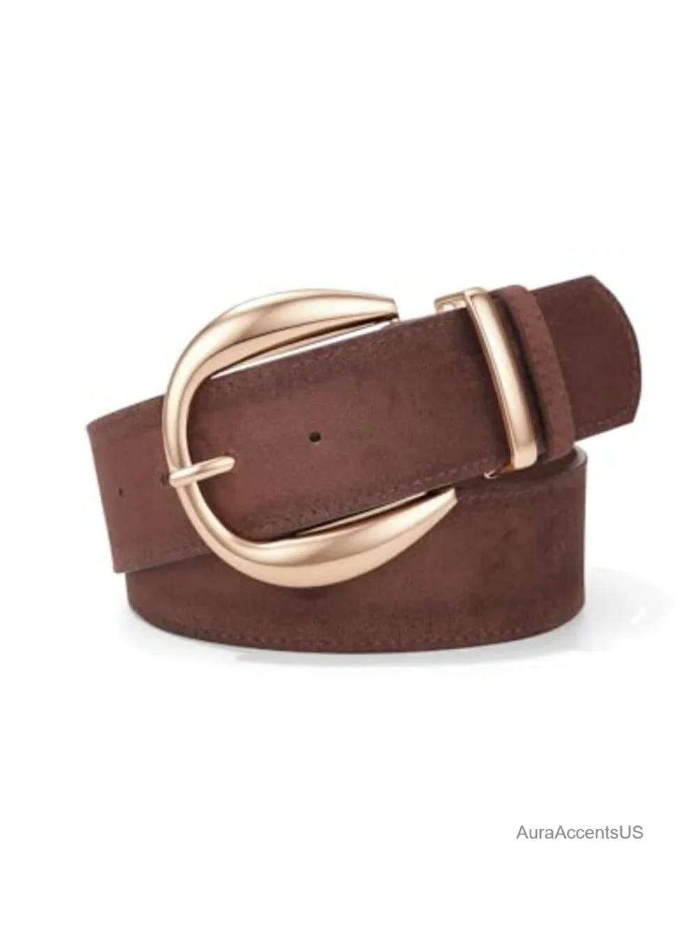 Wide Faux Suede Belt for Women Chunky Waist Belt with Gold Buckle